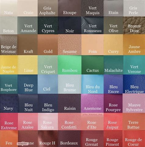 leather hermes pink color chart|hermes bag colour chart.